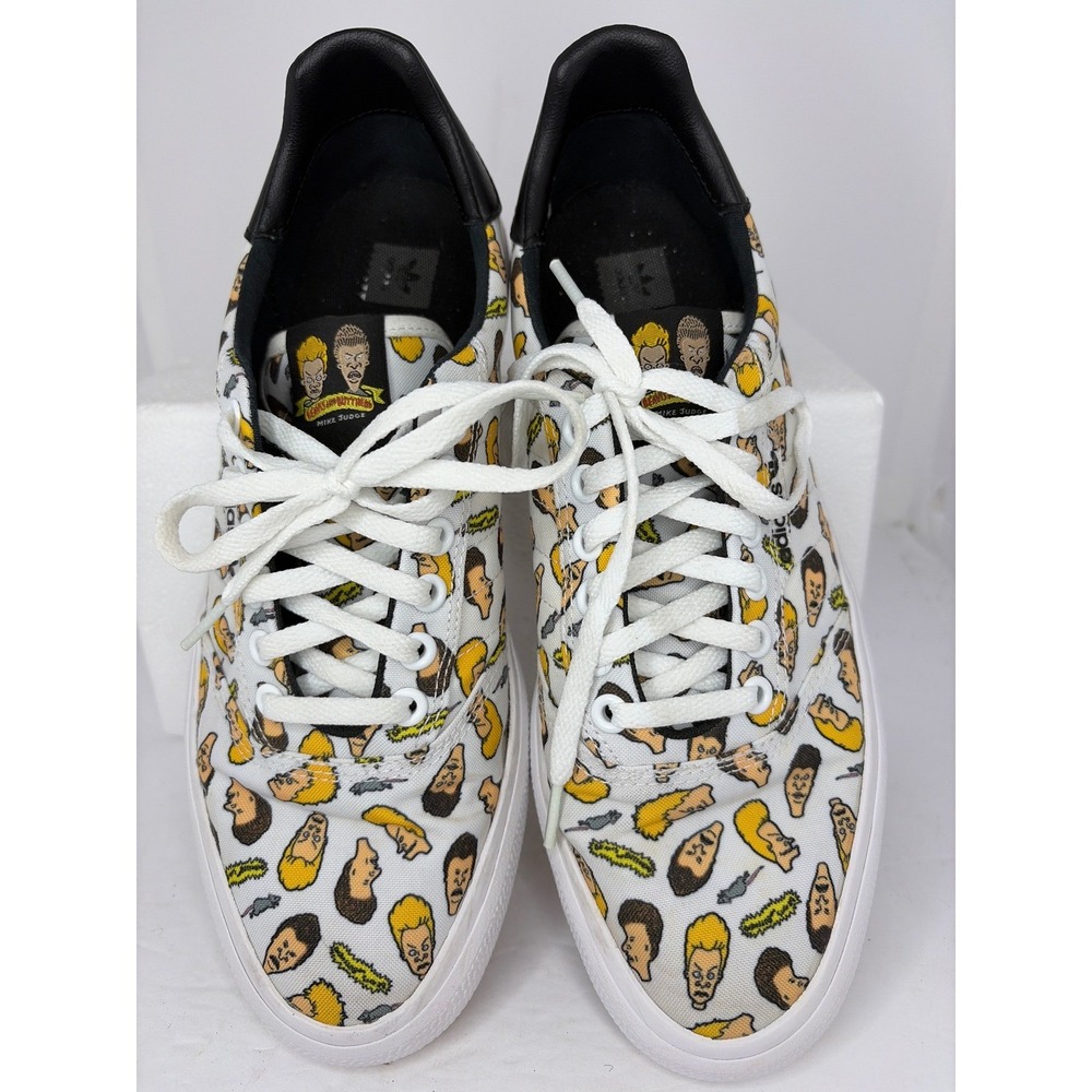 Adidas 3MC Beavis and Butt-Head Skate Shoes White Canvas DB3508 Mens 8.5 - Picture 6 of 10